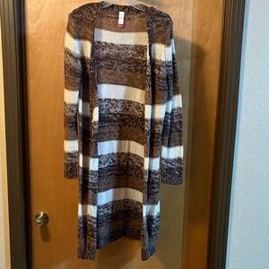 No Boundaries Brown and Cream Striped Cardigan; Size XL